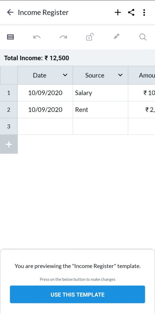 Income Register Template in Insurance Agent Category of Lio