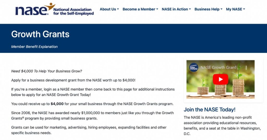 National Association for the Self-Employed (NASE) Growth Grants